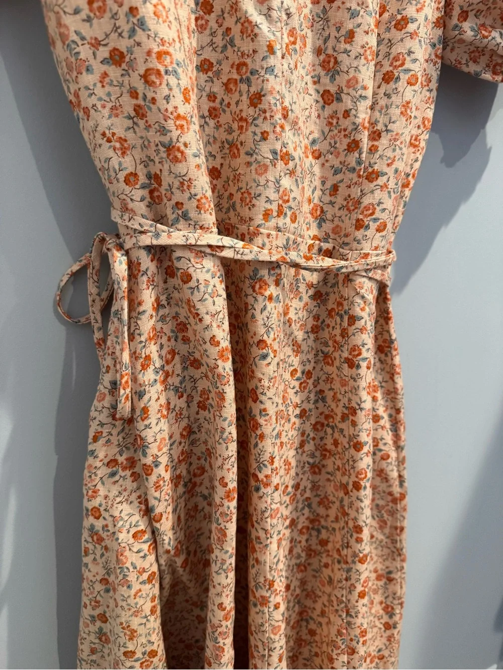 NEW Reformation Veronika Linen Floral Wrap Midi Dress, Size L